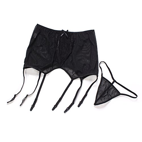 Kawayi Women Sexy Highwaisted Hollowout Lace Garter Belt (Large