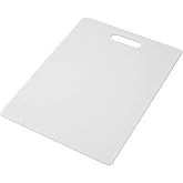 FARBERWARE Large Cutting Board, Dishwasher- Safe Plastic Chopping Board for Kitchen with Easy Grip Handle, 11in by 14in, White
