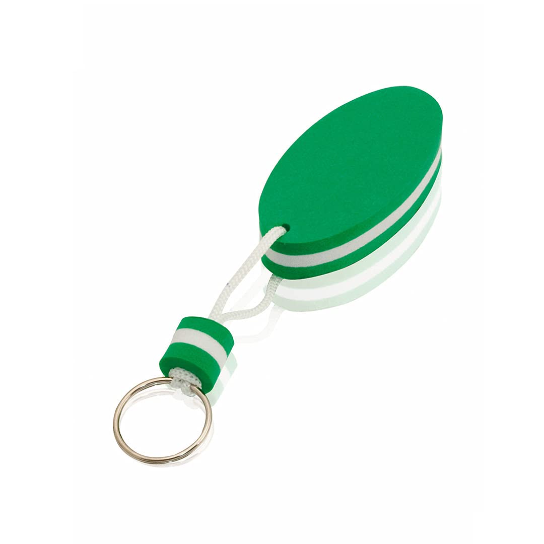 Floating keychain made of EVA foam and stainless steel ring in a fun two-tone design, Green, One Size
