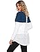 Sherosa Women's Casual Color Block Lace Inset Long Sleeve T Shirt Tunic Tops (XXL, Blue)