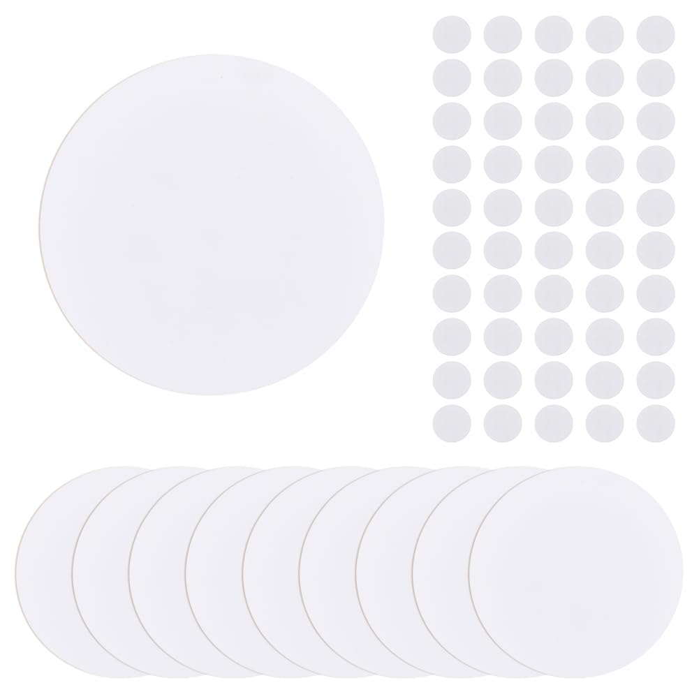 SUPERFINDINGS 10Pcs PP Plastic Flat Round Wall Hole Cover Sheets with 100Pcs Plastic Stickers 12.7cm/5" PVC Material Dustproof Cover Plate Frosted Blank Plate for Wall Plasterboard Hole Covering