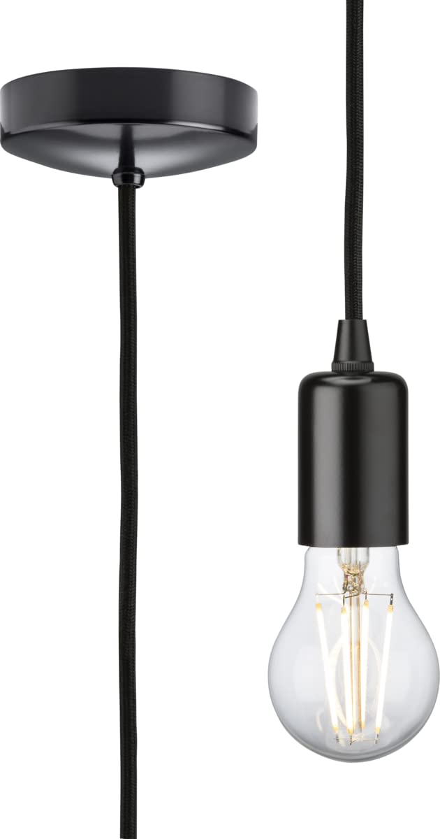 Knightsbridge 1.8m E27 Contemporary Pendant Set - Matt Black 8270L