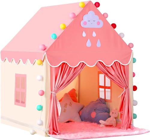CENXI Kids Play Tent ，with Rug for Girls Large Fairy Playhouse for Kids Princess Castle Tent Gift Toys for Girl Toddler Children Play House (Tent with Rug)