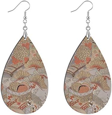 Amazon Co Jp イヤリング ピアスパーツ ピアススタンド レディース 和柄 和風 花柄 木製チャーム 人気 ピアス ファッション アクセサリー かわいい ボション ハンドメイド スタイリッシュ 金属アレルギー対応 丸い葉 水滴型 デコキット ホーム キッチン