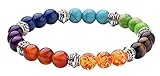 7 Chakra Stone Bracelet Crystal Reiki Healing Balancing Round Beads By Regetta Jewelry