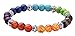 7 Chakra Stone Bracelet Crystal Reiki Healing Balancing Round Beads By Regetta Jewelry