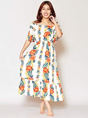 Amazon Kahiko ヴィンテージ風ハイビスカス柄アロハワンピース 4ia 0104 Free ホワイト ワンピース チュニック 通販