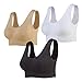 Lemef 3-Pack Seamless Sports Bra Wirefree Yoga Bra with Removable Pads for Women (Large, Black&White&Nude)