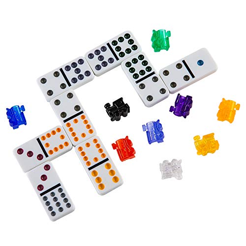 Homwom Double 12 Dominoes Set - Mexican Train Dominoes Double 12 Color Dot Dominoes with Aluminum Case