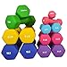 Dumbbell Set with Rack - Neoprene Coated Weights - Hex Color Coded Dumbell Pairs 1-20 LBs
