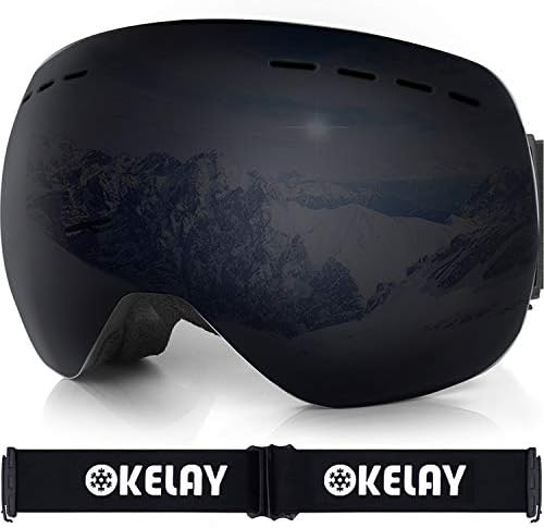 OKELAY Ski Goggles for Men Women Youth,Anti-fog,OTG Over Glasses,100% UV400 Protection,Detachable Lens,Anti-glare Ski Goggles,Suitable for Skiing Snowboarding Downhill Skis (Silver Black Blue Gold)