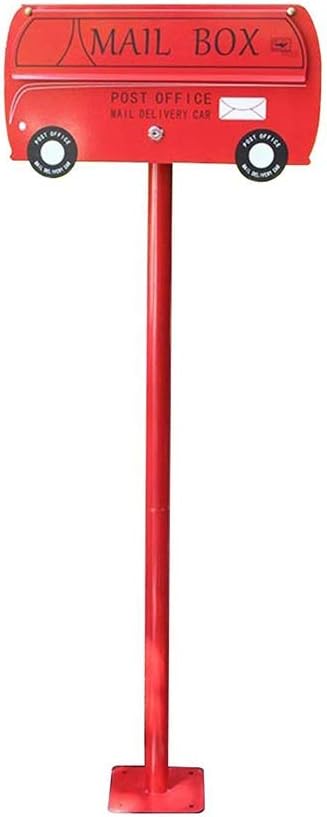 YANFEI Mailbox Mailboxes, Car Shape Oil Drum, Decorative Mailbox, Mailbox, Villa Garden Pole Mailbox, 2 Colors (Color : Red)