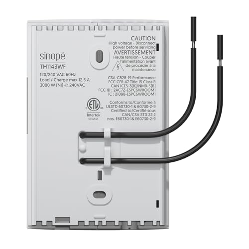 Sinopé Smart Wi-Fi Thermostat for Electric Baseboard Heaters – Color Display, Up to 25% Energy Savings, Works with Alexa, Google Home & Apple Home – TH1143WF