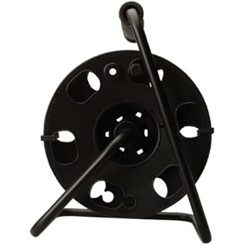 Woods 22849 Metal Extension Cord Reel Stand In Black, Heavy Duty, Quick Snap Together Design, Sturdy and Durable Stand, Easy to Grip Handles, Holds Up To 100 Feet, 14/3 Gauge Cord