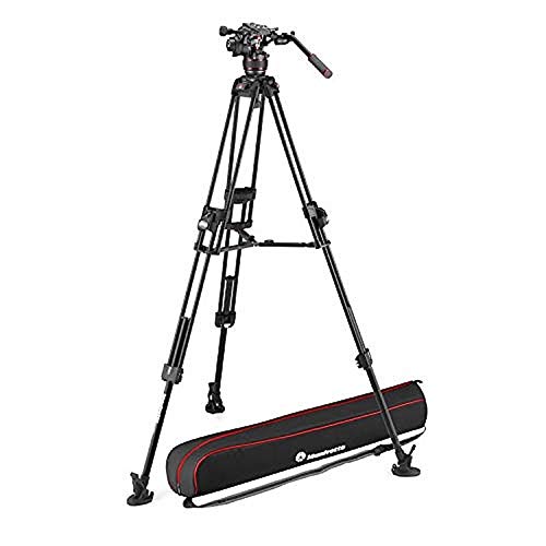 Manfrotto, Fluid-Videokopf Nitrotech 608-Fast Twin Videostativ 645, Tripod aus Alu, Stativ Profi-Kit DSLR, Kamerastativ für Digitalkamera, Camcorder, Videofilmer, Traglast 14 kg