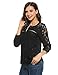Zeagoo Women Casual Tops V-Neck 3/4 Sleeve Floral Lace Button Blouse Tops