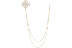 PTDIONE Elegant Cross Suit Pin with Double Hanging Chains Snowflake Brooch Collar Lapel Pin for Men Shirt Tuxedo Tie Suit Stud Amulet Accessories Jewelry Gifts