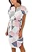 ECOWISH Womens Dresses Summer Casual V-Neck Floral Print Geometric Pattern Belted Dress Pink M