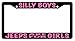 Silly Boys Jeeps Are For Girls Black Plastic License Plate Frame (Pink)