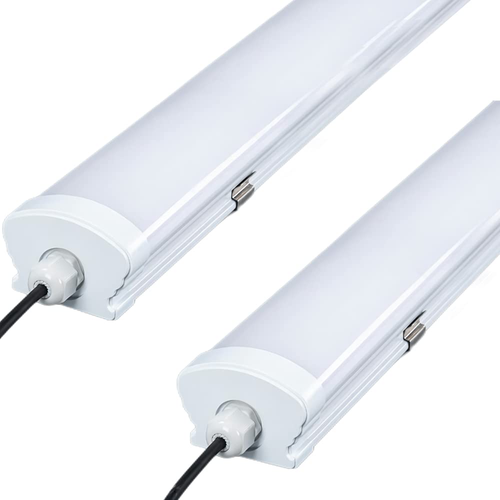 IP65 Waterproof 40W 4FT Batten LED Tube Ceiling Spotlight - 4000LM, 6500K, 130° Beam, Shop, Office, Living Room, Cold Storage