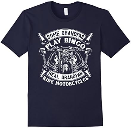 Mens Real Grandpas Ride Motorcycle T-Shirt - Biker Grandpa Shirt 2XL Navy
