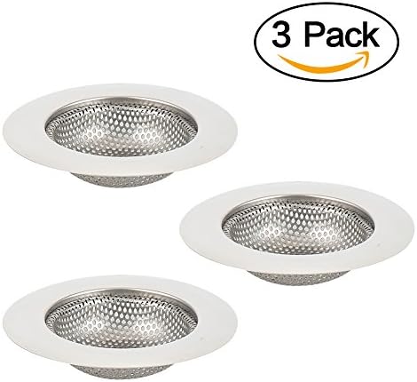 LOUFIMIDON Sink Filter, Kitchen Drain Filter, Stainless-Steel Sink Strainer for Shower Bath Basin Plughole Filter, Kitchen Metal Strainers (3 Pack, Silver)