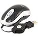 Sabrent MS-U3266 Mini High Precision USB 3-Button 3D Optical Scroll Wheel Mouse with Retractable Cable