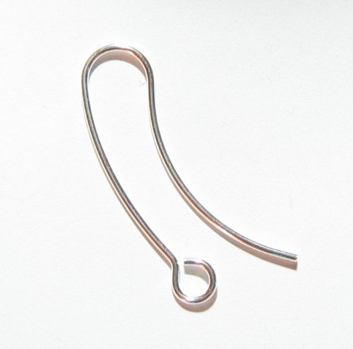 2 pcs .925 Sterling Silver Plain Ear Wire Stylish Hoop Earwires / Findings / Bright