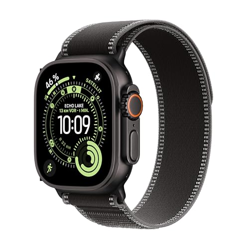 Apple Watch Ultra 3 [GPS + Cellular 49mm] Running and Multisport Smartwatch with Black Titanium Case and Black Charcoal Trail Buckle - Satellite Communications, Health and Activity Tracking
