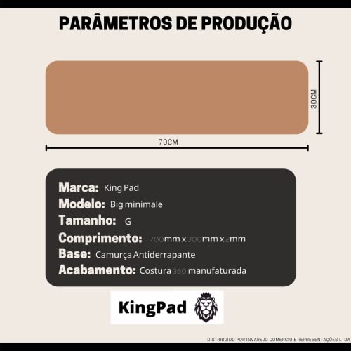 Mouse Pad Médio 70x30cm KingPad Couro Ecológico Preto – Desk Pad Antiderrapante para Escritório, Home Office e Estudo – Tapete de Mesa Resistente à Água