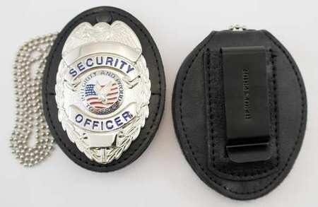Badge Holder, Universal, Black, Leather