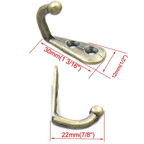 Fujiyuan 10 pcs 30mm x 12mm Hanger Hooks 2 hole Bronze Jewelry Chest Boxes Doors Wardrobe Clothes Hats Towel Zinc Alloy Utility Hooks