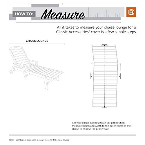 Classic Accessories Terrazzo WaterResistant 66 Inch Patio Chaise Lounge Chair Cover, Patio