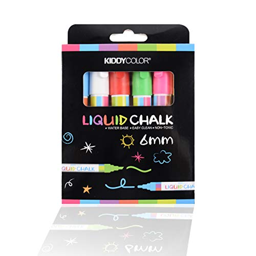 KIDDYCOLOR 6 Pack Liquid Chalk Markers for Kids Art, Chalkboard - Thumbnail 6