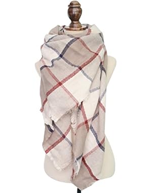 Women Tartan Scarf Stole Plaid Blanket Checked Scarves Wraps Shawl