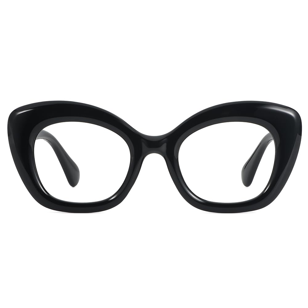 JiSoo Oversized Reading Glasses 1.0 Women Cat Eye Funky Readers Glasses, Large Ladies Reading Glasses 1.0+, Black — image 1
