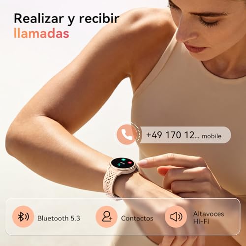 Women's Smart Watch 1.27" Round Smartwatch 2 Straps, Sleep Monitor Health and Fitness Functions 120+ Sports Modes 3ATM Waterproof for iPhone/Samsung/Android Pink