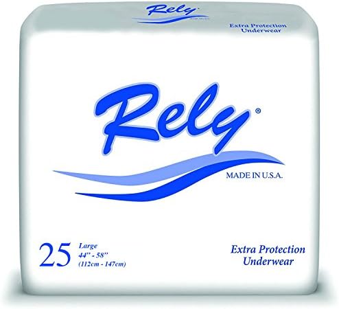 Rely Extra Protection Underwear Adult Pull-Up, Large (44" - 58"), Pack of 25