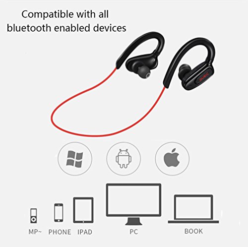 Bluetooth Headphones, V4.1 Wireless Sports In-ear Earphones w/ Mic IPX7 Waterproof HD Stereo Sweatproof Earbuds for Gym Running Workout 12 Hour Battery Noise Cancelling Headsets