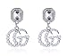 Women's Fashionable Pearl Earrings, Alloy Letters G and F Earrings (GG-Silver)
