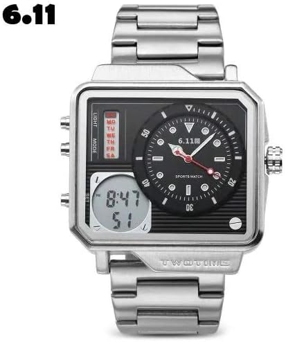 Yangyme Smart watch Mens Chronograph Quartz Watch With Stainless Steel Strap (Color : Black)