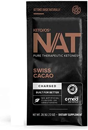 Pruvit Keto//OS NAT Charged, Swiss Cacao, Fierce Focus, Favorable Fat Loss, Rapid Repair C-Med 100, Better bioavailability Ketones for Fat Loss (Keto OS NAT Swiss Cacao, 10 Sachets)