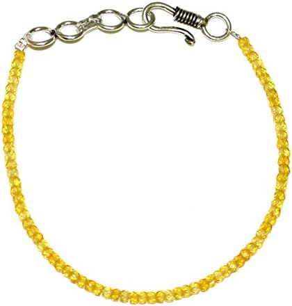 Bracelet Yellow Zircon Gemstone 3 mm Round Cut Beads 7 Inch Strand
