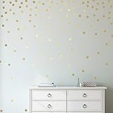 Easy Peel + Stick Gold Wall Decal Dots - 1 Inch (300 Decals) - Safe on Walls & Paint - Metallic Vinyl Polka Dot Decor - Round Circle Art Glitter Stickers - Large Paper Sheet Baby Nursery Room Set