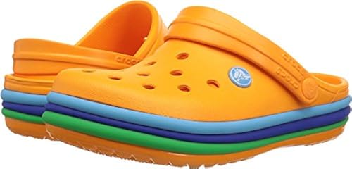 Crocs Unisex-Child Crocband Rainbow Band Clogs, Blazing Orange,