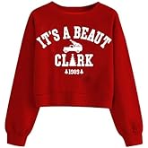 Ladicme Christmas Cropped Sweatshirts for Women It's A Beaut Clark Letter Sweatshirt Xmas Long Sleeve Crewneck Pullover