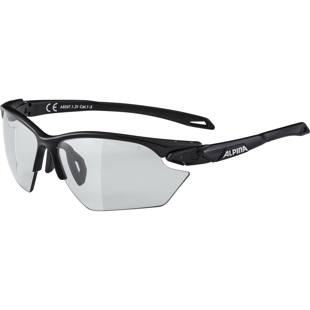ALPINA Unisex - Adult, TWIST FIVE S HR VL+ sports glasses, black matt, One Size