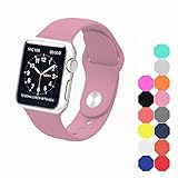 XIYA Soft Silicone Replacement Sport Band for Apple Watch for 2 Lengths, Pink,42mm