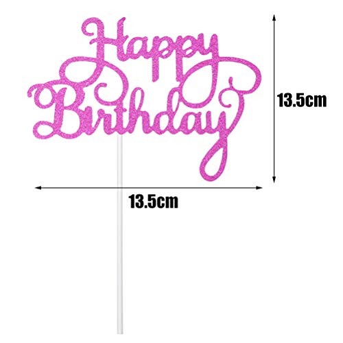 50 Pack Happy Birthday Cake Toppers, Glitter Birthday Cake Topper