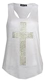 Womens Studded Cross Racer Back Vest Top